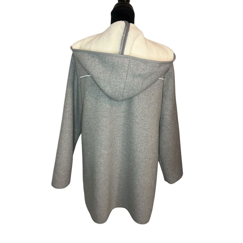 NWT Mo-Ka Women's Gray Sherpa Lined Hooded Overcoat Size L Winter Coat - Picture 7 of 10